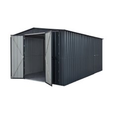 10 X 15 Globel Lotus Apex Metal Garage In Grey - doors open