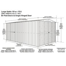 10 X 15 Globel Apex Metal Garage In Grey - dimensions