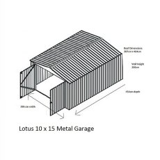 Dimensions of the 10 x 15 Lotus Apex Metal Garage in Anthracite Grey