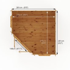 3m x 3m Mercia Corner Log Cabin (28mm to 44mm Logs) - Footprint
