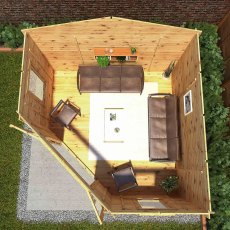 4m x4m Mercia Corner Log Cabin (28mm to 44mm Logs) - Plan View