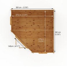 4m x4m Mercia Corner Log Cabin (28mm to 44mm Logs) - Footprint