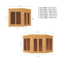 9 x 9 Mercia Premier Corner Summerhouse - Dimensions