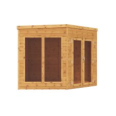 9 x 9 Mercia Premier Corner Summerhouse - White Background, Side View