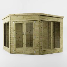 9 x 9 Mercia Premier Corner Summerhouse - White Background, Angle View