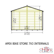 Isolated view of Shire Shiplap Bike Storage - With floor - dimensions