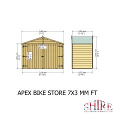 Isolated view of Shire Shiplap Bike Storage - With floor - dimensions