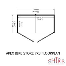 Isolated view of Shire Shiplap Bike Storage - With floor - Footprint