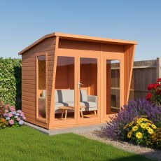 8x6 Shire Highclere Summerhouse - in situ, angle view