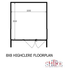 8 x 8 Shire Highclere Summerhouse - Dimensions