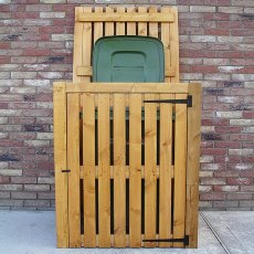 3 x 3 Shire Single Wheelie Bin Store - in situ, front view, doors open