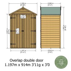 4 x 3 Shire Overlap Shed dimensions and double door measurements