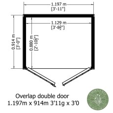 4 x 3 Shire Overlap Shed floor plan and dimensions