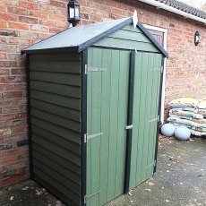 Three quarter view of 4 x 3 Shire Overlap Shed with Double Doors - Windowless