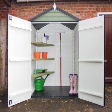 4 x 3 Shire Overlap Shed with Double Doors and Shelves - Windowless with doors open