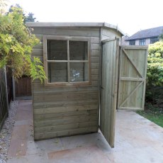 8 x 8 Shire Tongue and Groove Corner Shed - Pressure Treated - side elevation with both doors open