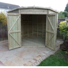 8 x 8 Shire Tongue and Groove Corner Shed - Pressure Treated - front elevation with both doors open