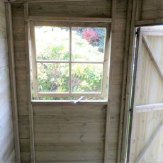 8 x 8 Shire Tongue and Groove Corner Shed - Pressure Treated - internal showing window open
