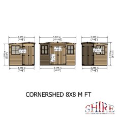 8 x 8 Shire Tongue and Groove Corner Shed - Pressure Treated - dimensions