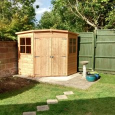 8 x 8 Shire Tongue and Groove Corner Shed - Pressure Treated - In Situ, Far View