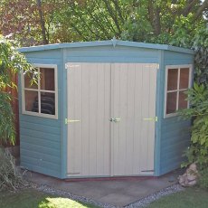 8 x 8 Shire Tongue and Groove Corner Shed - Pressure Treated - In Situ, Close View