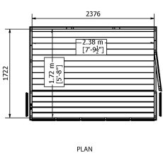 Base Plan of the 8 x 6 Shire Sun Pent Shiplap Potting Shed