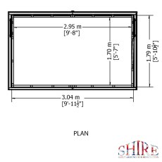 10 x 6 Shire Sun Pent Shiplap Potting Shed - Footprint