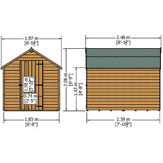 8 x 6 Shire Value Overlap Shed - Windowless - external dimensions