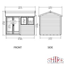 10x7 Shire Garden Studio Summerhouse - dimensions