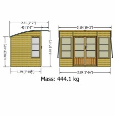 10 x 6 Shire Orchid Summerhouse - Dimensions