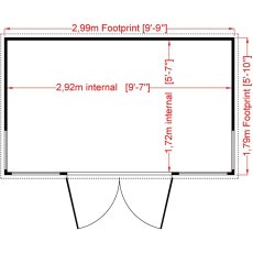 10 x 6 Shire Orchid Summerhouse - Floor Plan