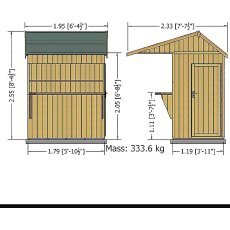 6 x 4 Shire Garden Bar and Store - external dimensions