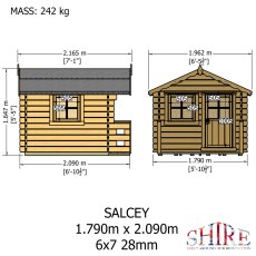 6x7 Shire Salcey Log Cabin Playhouse - dimensions