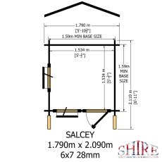 6x7 Shire Salcey Log Cabin Playhouse - footprint