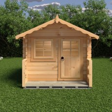 6x7 Shire Salcey Log Cabin Playhouse - in situ, front view
