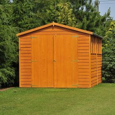 Shire 10 x 10 Overlap Workshop Shed - angle view - angle view, doors clsoed