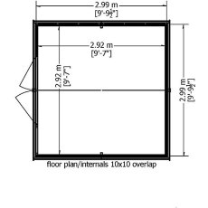 Shire 10 x 10 Overlap Workshop Shed - angle view - footprint