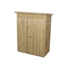 Closed double door pent roof timber garden storage cupboard in pressure treated wood finish