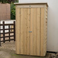 Forest Pent Tall Garden Store 3x2 wooden storage cabinet with doors closed