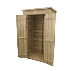 Empty interior of Forest Pent Tall Garden Store 3x2 with doors open