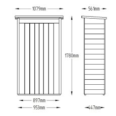 Technical dimensions diagram for Forest Pent Tall Garden Store 3x2 outdoor storage unit