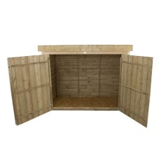 Empty interior of Forest Large Pent Outdoor Store Pressure Treated with double doors open