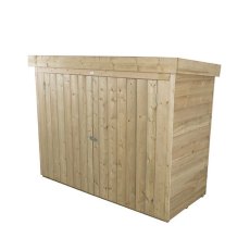 Side angle view of Forest Large Pent Outdoor Store Pressure Treated garden storage unit