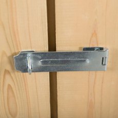 Heavy-duty galvanised door latch on Forest Large Pent Outdoor Store Pressure Treated