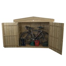 Forest Apex Large Outdoor Store 6x3 with doors open storing bicycles and garden equipment