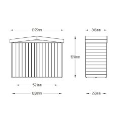 Technical dimensions diagram for Forest Apex Large Outdoor Store 6x3 outdoor storage unit