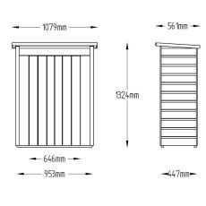Technical dimensions diagram for Forest Shiplap Pent Garden Store 3x2 outdoor storage unit