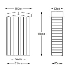 Technical dimensions diagram for Forest Shiplap Apex Tall Garden Store 3x2 outdoor storage unit