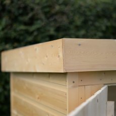 Close-up of pent roof detail on Forest Shiplap Pent Large Outdoor Store 6x3