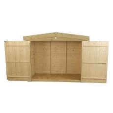 Empty interior of Forest Shiplap Apex Large Outdoor Store 6x3 with double doors open